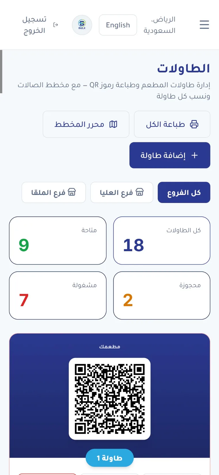 شغّل الصالة والتيك أواي والطاولات من شاشة واحدة